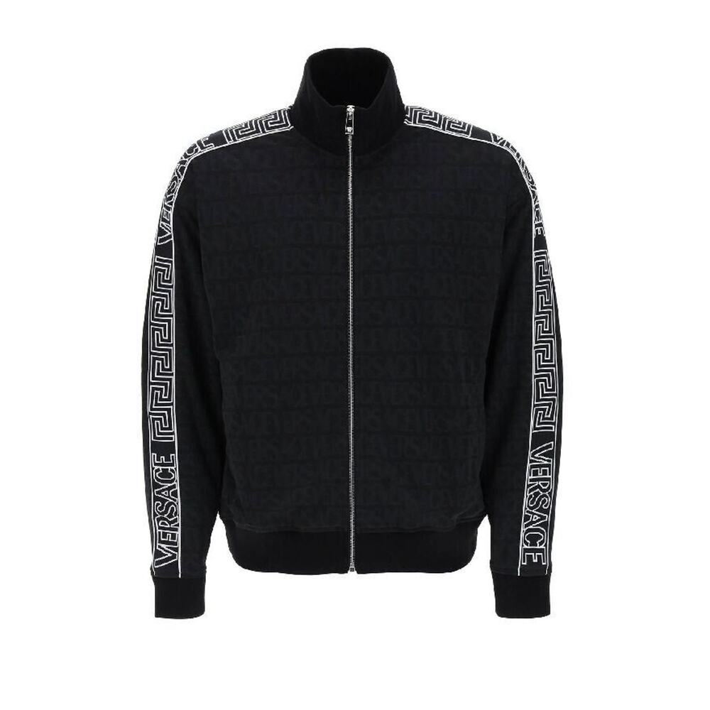 NWT Versace Mitchel Fit Men Size L Logo Print Jacquard Light Jacket Black $1,725